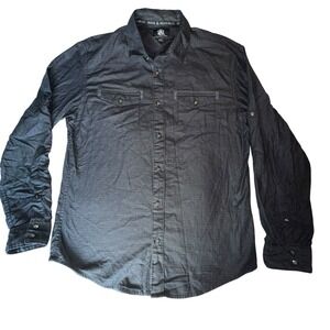 Rock &‎ Republic Button Down Shirt Mens Medium Dark Gray Long Sleeve Pockets